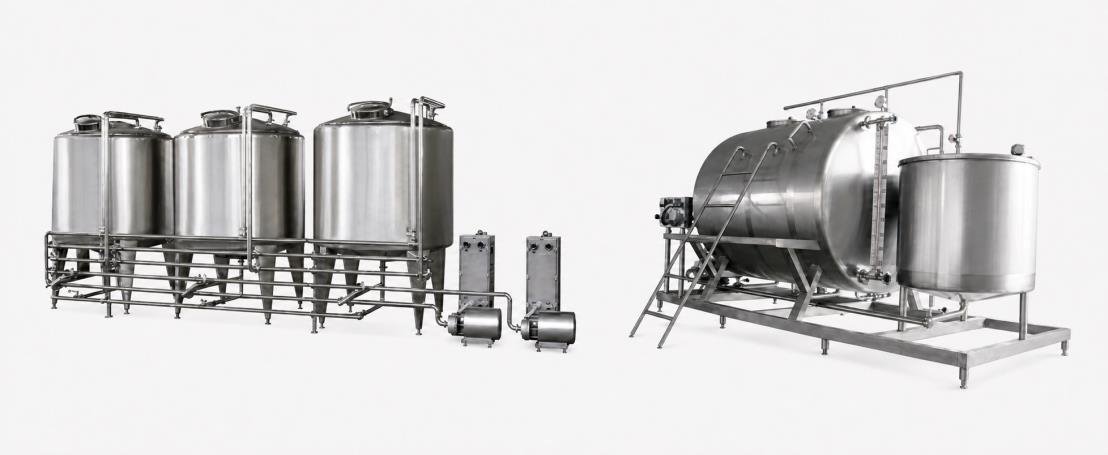 Stainless steel process tanks and clean in place system